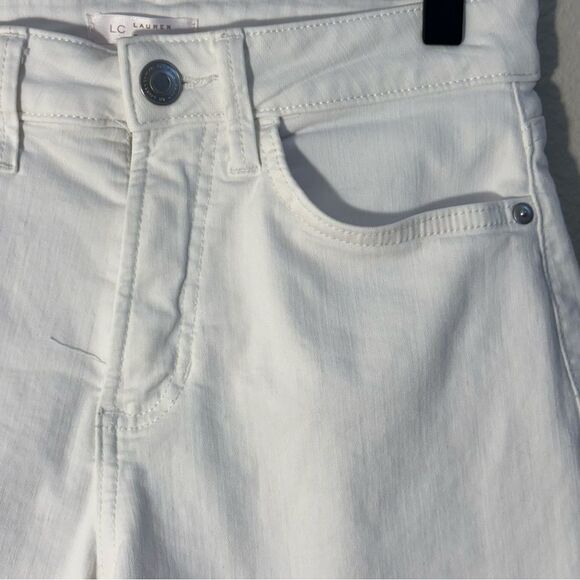 LC Lauren Conrad White Jean Shorts High-Waisted Relaxed Fit Cuffed Women’s 2. - Picture 3 of 9